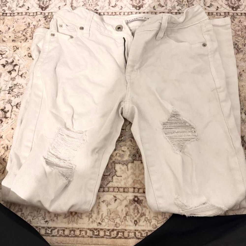 Celebrity-pink Women's White and Cream Jeans